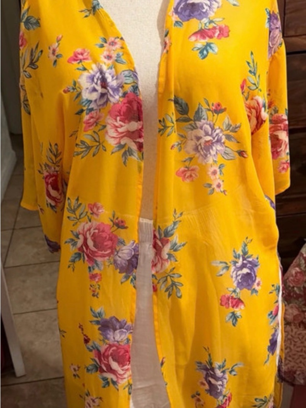 Ambiance Sunshine Yellow Floral kimono